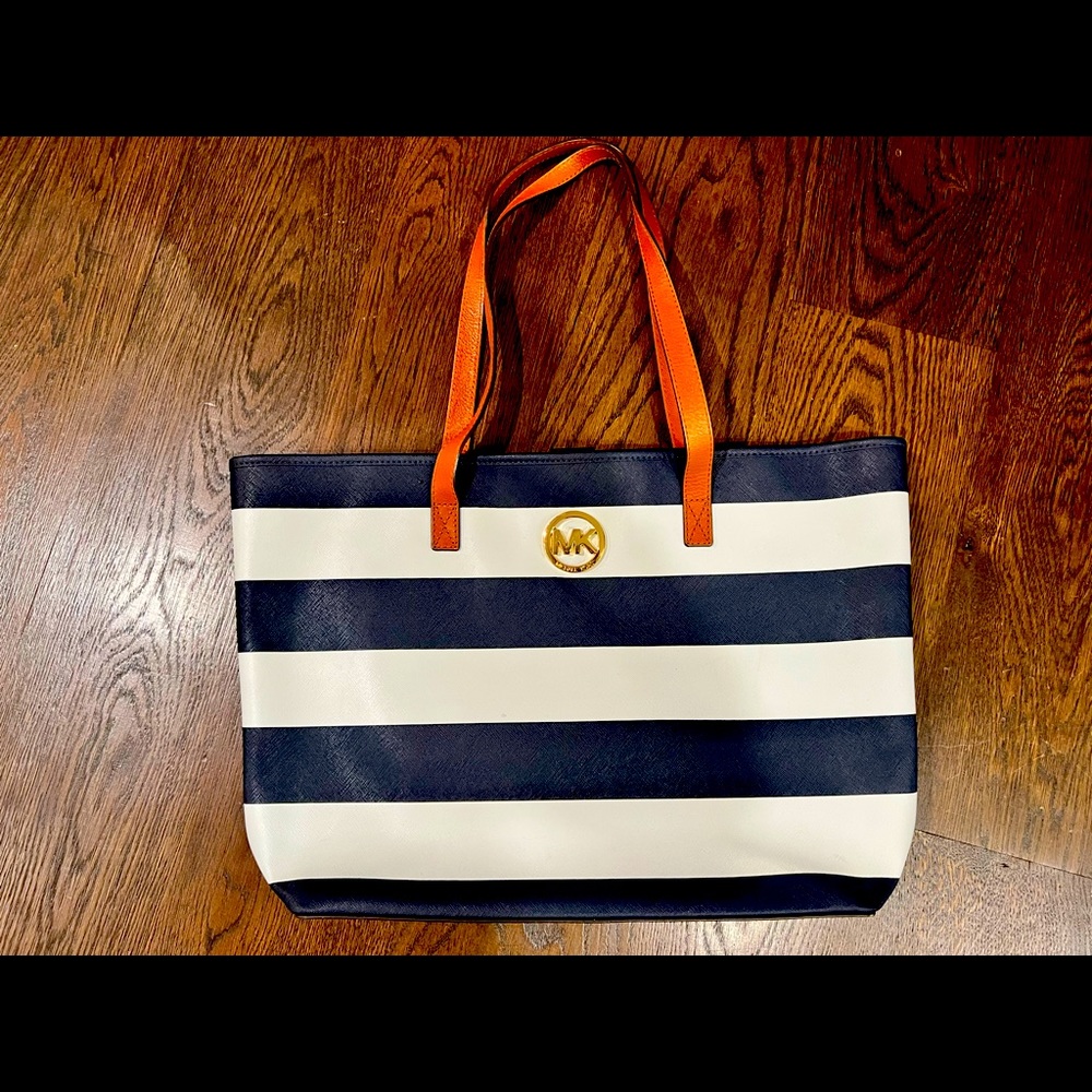 Michael Kors Tote Blue & White Striped